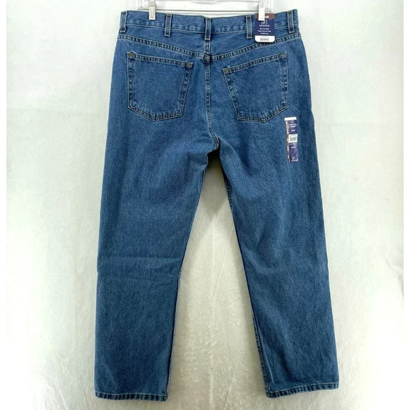 George Jeans Men's Sz 36x30 Blue Denim Regular Fit Straight Leg High Rise Button - Picture 2 of 11